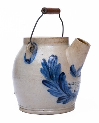 Rare COWDEN & WILCOX / HARRISBURG, PA Stoneware Batter Pail w/ Bird-in-Wreath