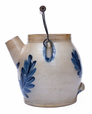 Extremely Rare COWDEN & WILCOX / HARRISBURG, PA Stoneware Batter Pail w/ Bird-in-Wreath