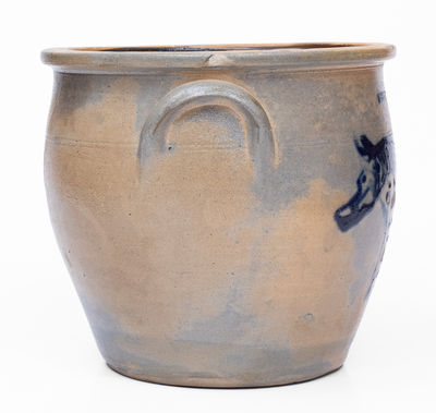 Extremely Rare WHITES UTICA Stoneware Cream Jar w/ Horse Head Decoration