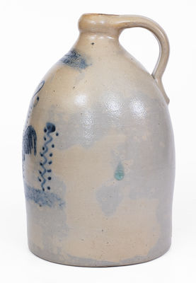 Rare J. C. WAELDE / NORTH BAY, NY Stoneware Jug w/ Rooster Decoration