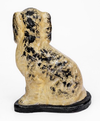 Extremely Rare JOHN BELL Cold-Painted Redware Spaniel, Waynesboro, PA