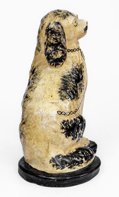 Very Rare JOHN BELL Cold-Painted Redware Spaniel, Waynesboro, PA