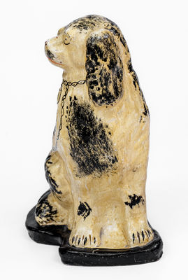 Very Rare JOHN BELL Cold-Painted Redware Spaniel, Waynesboro, PA