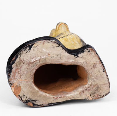 Very Rare JOHN BELL Cold-Painted Redware Spaniel, Waynesboro, PA