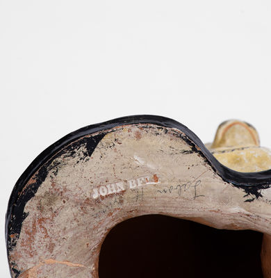 Very Rare JOHN BELL Cold-Painted Redware Spaniel, Waynesboro, PA