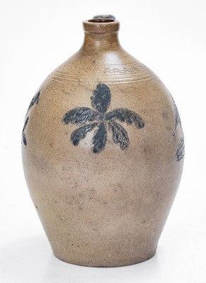 Extremely Rare and Important Chester Webster Stoneware Jug with Incised Cobalt Birds