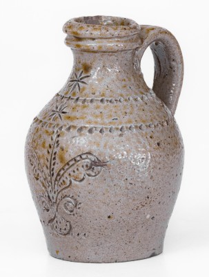 Very Fine Chester Webster Miniature Stoneware Jug with Incised Decoration