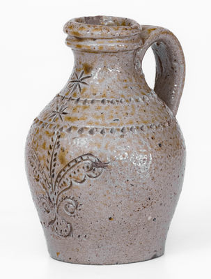 Extremely Rare and Fine Chester Webster, Randolph County, NC Miniature Stoneware Jug