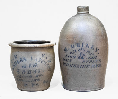 Two Pieces of West Virginia Advertising Stoneware