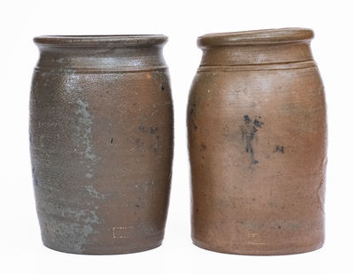 Two Half-Gallon Cobalt-Stenciled Stoneware Jars, Western PA and WV origin