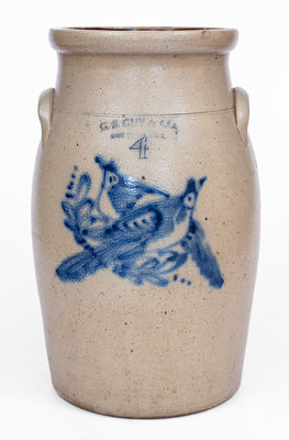 4 Gal. G. S. GUY & CO. / FORT EDWARD, NY Stoneware Double Bird Churn