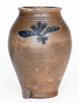 Scarce and Fine Small-Sized Manhattan Stoneware Jar w/ Incised Decoration, late 18th century