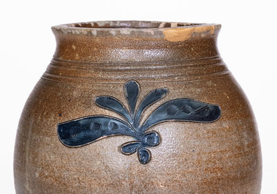 Scarce and Fine Small-Sized Manhattan Stoneware Jar w/ Incised Decoration, late 18th century