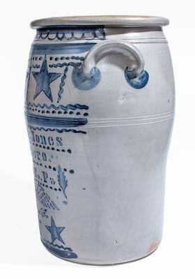 Outstanding Ten-Gallon Hamilton & Jones / Greensboro, PA Stoneware Jar w/ Elaborate Eagle and Star Motifs