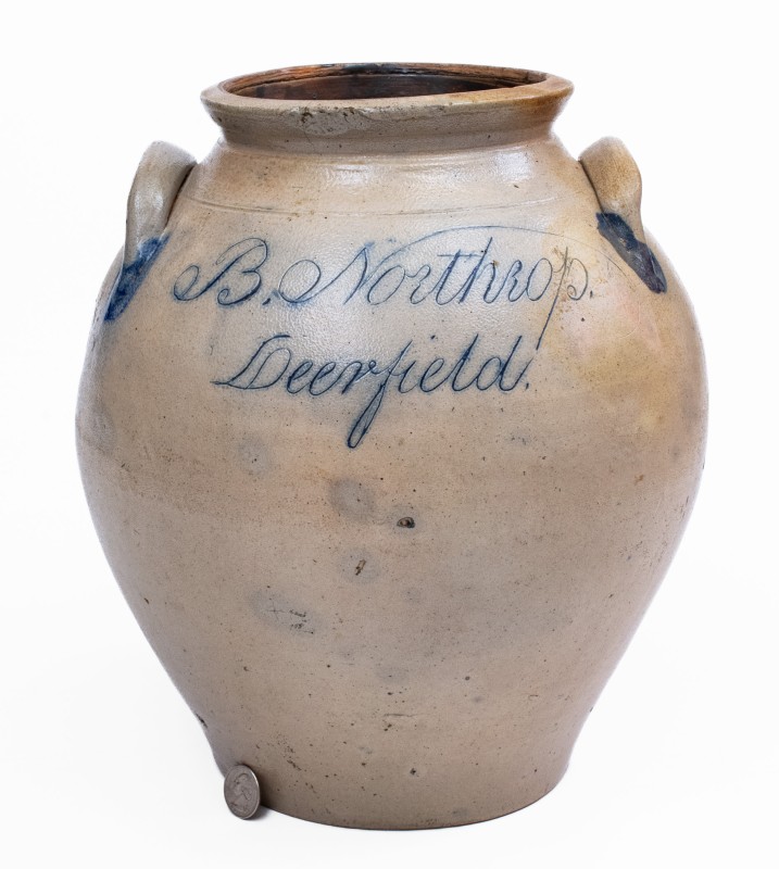J. CAMPBELL / UTICA Stoneware Jar Inscribed 