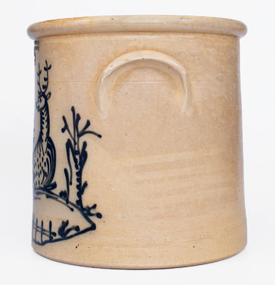 Exceptional 5 Gal. J. & E. NORTON / BENNINGTON, VT Stoneware Crock w/ Reclining Deer and House Decoration