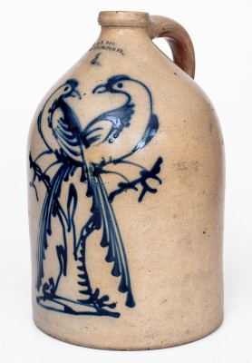 Very Fine 3 Gal. J. & E. NORTON / BENNINGTON, VT Stoneware Jug with Double Pheasant Decoration