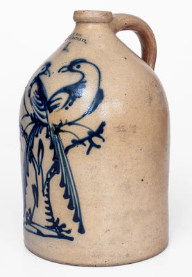 Rare and Fine J. & E. NORTON / BENNINGTON, VT 3 Gal. Stoneware Jug w/ Double Pheasant Decoration