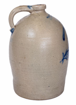 Exceptional 3 Gal. COWDEN & WILCOX / HARRISBURG, PA Stoneware Jug w/ Elaborate Man-in-the-Moon