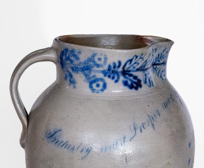 Extremely Rare and Important 3 Gal. Stoneware Pitcher with Beehive Decoration, Baltimore, MD, circa 1825