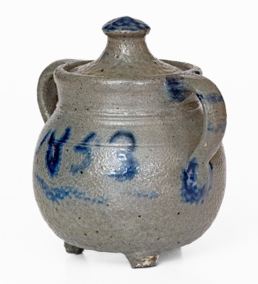 Extremely Rare and Important Craven Family Stoneware Footed Sugar Bowl, North Carolina, 1853