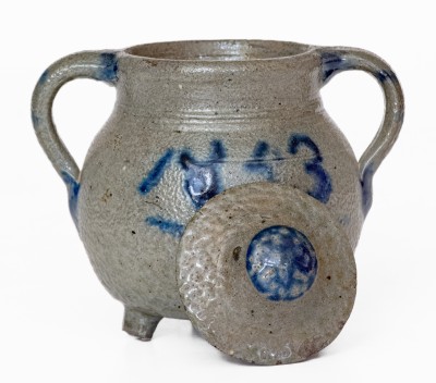 Extremely Rare and Important Craven Family Stoneware Footed Sugar Bowl, North Carolina, 1853