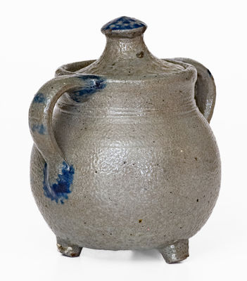 Extremely Rare and Important Craven Family, North Carolina Stoneware Footed Sugar Bowl, 1853