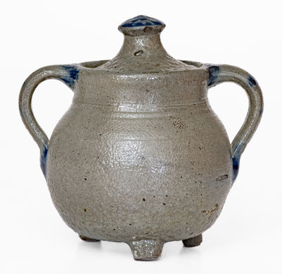 Extremely Rare and Important Craven Family, North Carolina Stoneware Footed Sugar Bowl, 1853