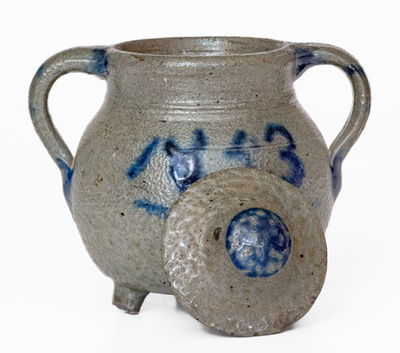Extremely Rare and Important Craven Family, North Carolina Stoneware Footed Sugar Bowl, 1853