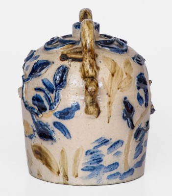 Very Unusual Small-Sized Stoneware Jug with Elaborate Applied Decoration, Midwestern Origin
