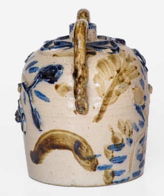 Very Unusual Small-Sized Stoneware Jug with Elaborate Applied Decoration, Midwestern Origin