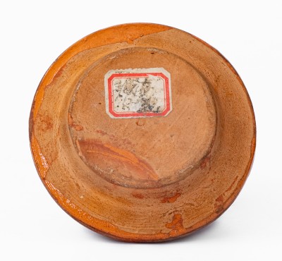 Exceptional Miniature North Carolina Redware Dish with Two-Color Slip Decoration