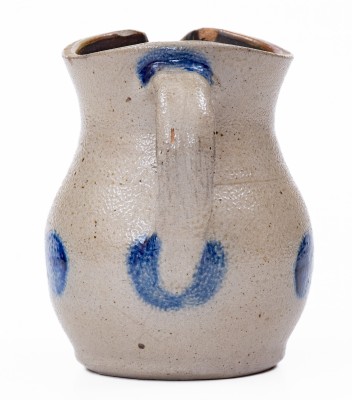 Exceedingly Rare and Important Small-Sized Stoneware Presentation Pitcher with Cobalt Floral Decoration, Inscribed 