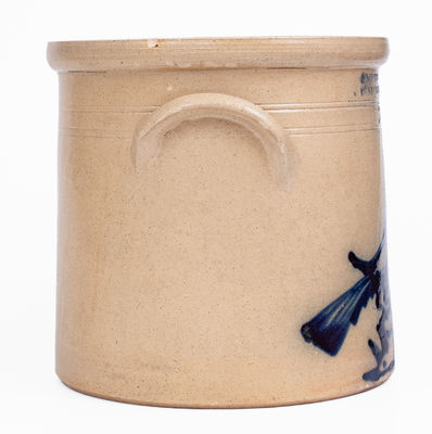 Rare Three-Gallon J. NORTON & CO / BENNINGTON VT Stoneware Crock w/ Bird-on-Stump Design