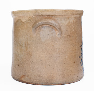 2 Gal. J. BURGER JR. / ROCHESTER, NY Stoneware Crock w/ Slip-Trailed Decoration