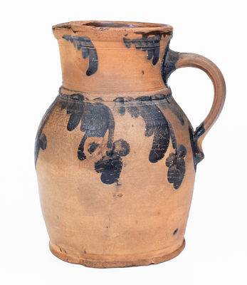 1/2 Gal. Philadelphia Area Stoneware Pitcher w/ Floral Decoration, c1870
