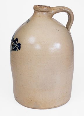 2 Gal. J. & E. NORTON / BENNINGTON, VT Stoneware Jug w/ Slip-Trailed Floral Decoration