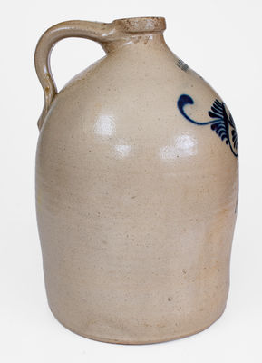 2 Gal. J. & E. NORTON / BENNINGTON, VT Stoneware Jug w/ Slip-Trailed Floral Decoration