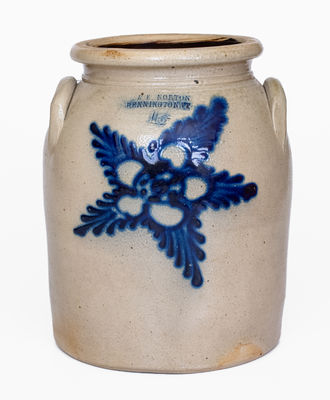 Rare Fine J. & E. NORTON / BENNINGTON, VT Stoneware Jar w/ Star Flower Decoration