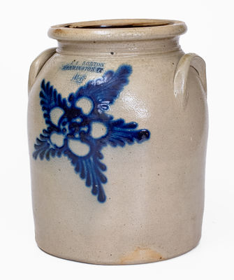 Rare Fine J. & E. NORTON / BENNINGTON, VT Stoneware Jar w/ Star Flower Decoration