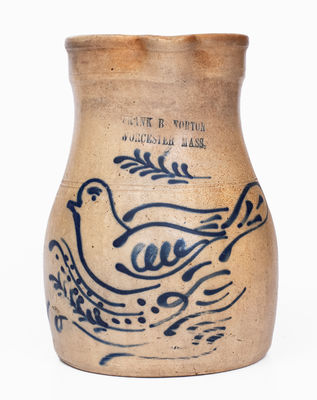 Fine FRANK B. NORTON / WORCESTER, MASS. Stoneware Pitcher w/ Dove Decoration