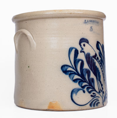 5 Gal. F. B. NORTON & CO. / WORCESTER, MASS. Stoneware Parrot Crock