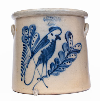 Exceptional 6 Gal. F. B. NORTON & CO. / WORCESTER, MASS. Parrot Crock by Potter Andrew Person