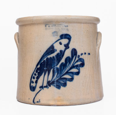 3 Gal. F. B. NORTON & CO. / WORCESTER, MASS. Stoneware Parrot Crock