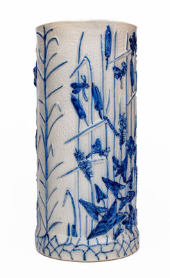 Whites Utica Stoneware Umbrella Stand w/ Applied Alligator