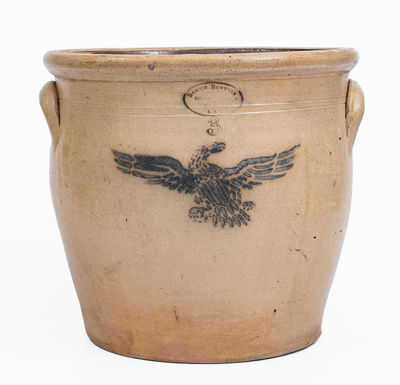 Brown Brothers, Huntington, Long Island Stoneware Crock w/ Federal Eagle Motif