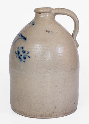 Scarce TYLER & CO. / TROY, N Y Stoneware Jug w/ Cobalt Bird Decoration
