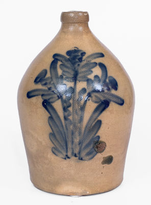 2 Gal. COWDEN & WILCOX / HARRISBURG, PA Stoneware Jug w/ Elaborate Floral Decoration