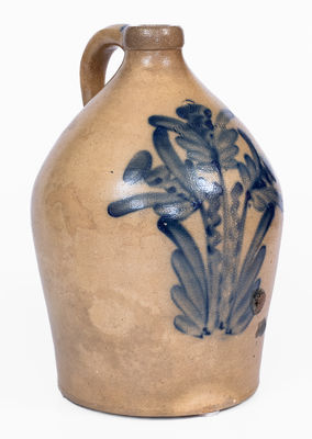 2 Gal. COWDEN & WILCOX / HARRISBURG, PA Stoneware Jug w/ Elaborate Floral Decoration
