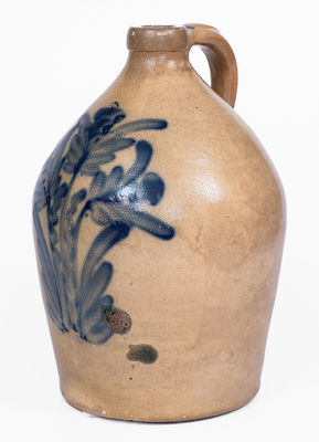 2 Gal. COWDEN & WILCOX / HARRISBURG, PA Stoneware Jug w/ Elaborate Floral Decoration
